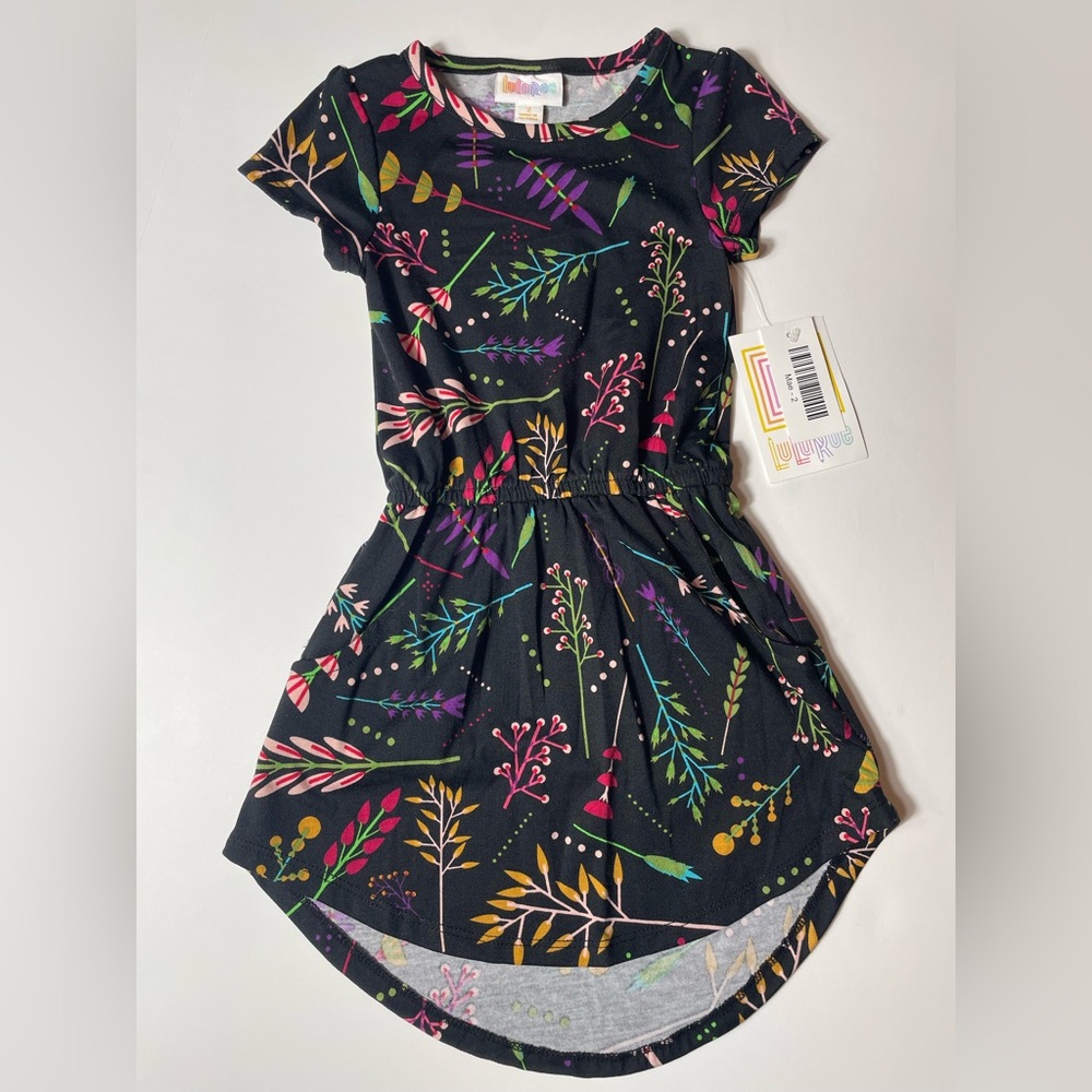LuLaRoe Kids Mae Dress with Colorful Botanical Print